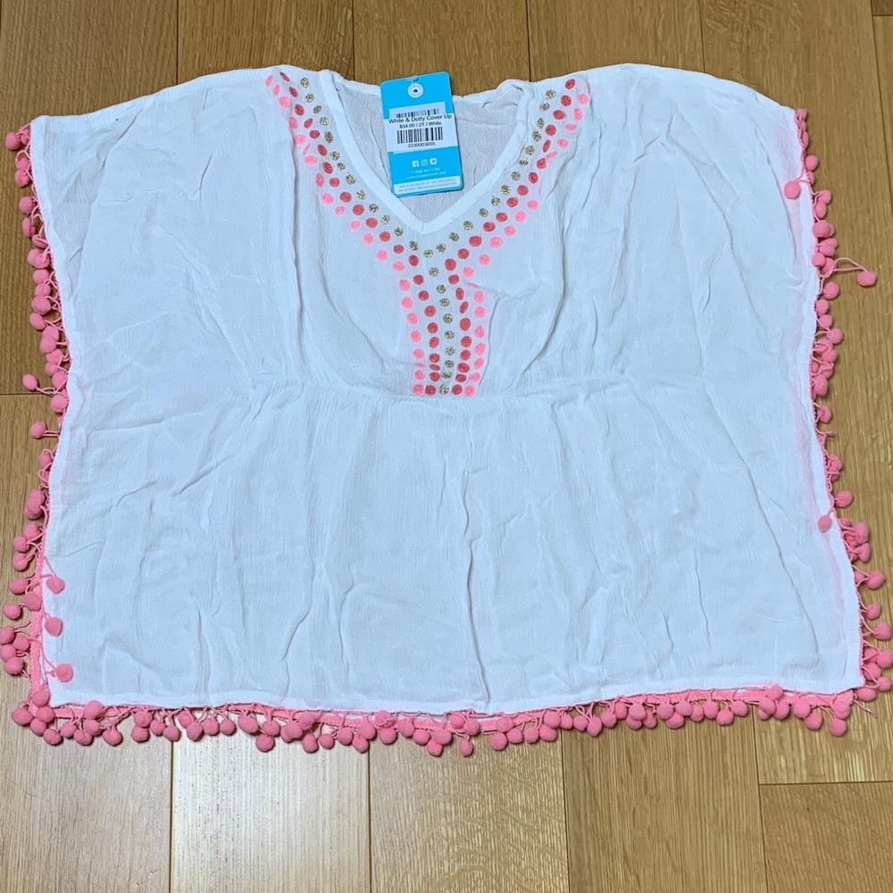 Snapper Rock White Cover-Up with Pink Accents white & dotty cover up